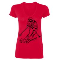 SoftStyle® Ladies' 4.5 oz. Junior Fit V-Neck T-Shirt Thumbnail