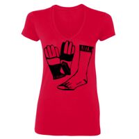 SoftStyle® Ladies' 4.5 oz. Junior Fit V-Neck T-Shirt Thumbnail