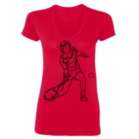 SoftStyle® Ladies' 4.5 oz. Junior Fit V-Neck T-Shirt Thumbnail