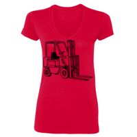 SoftStyle® Ladies' 4.5 oz. Junior Fit V-Neck T-Shirt Thumbnail