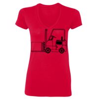 SoftStyle® Ladies' 4.5 oz. Junior Fit V-Neck T-Shirt Thumbnail