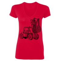 SoftStyle® Ladies' 4.5 oz. Junior Fit V-Neck T-Shirt Thumbnail
