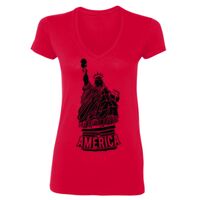 SoftStyle® Ladies' 4.5 oz. Junior Fit V-Neck T-Shirt Thumbnail