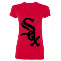 SoftStyle® Ladies' 4.5 oz. Junior Fit V-Neck T-Shirt Thumbnail