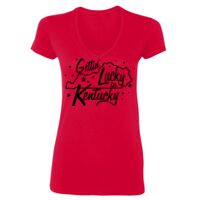 SoftStyle® Ladies' 4.5 oz. Junior Fit V-Neck T-Shirt Thumbnail