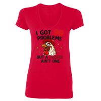 SoftStyle® Ladies' 4.5 oz. Junior Fit V-Neck T-Shirt Thumbnail