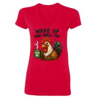 SoftStyle® Ladies' 4.5 oz. Junior Fit V-Neck T-Shirt Thumbnail