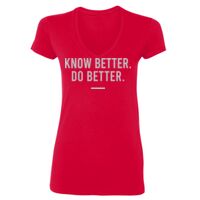SoftStyle® Ladies' 4.5 oz. Junior Fit V-Neck T-Shirt Thumbnail