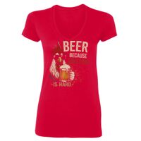 SoftStyle® Ladies' 4.5 oz. Junior Fit V-Neck T-Shirt Thumbnail