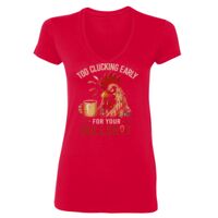 SoftStyle® Ladies' 4.5 oz. Junior Fit V-Neck T-Shirt Thumbnail